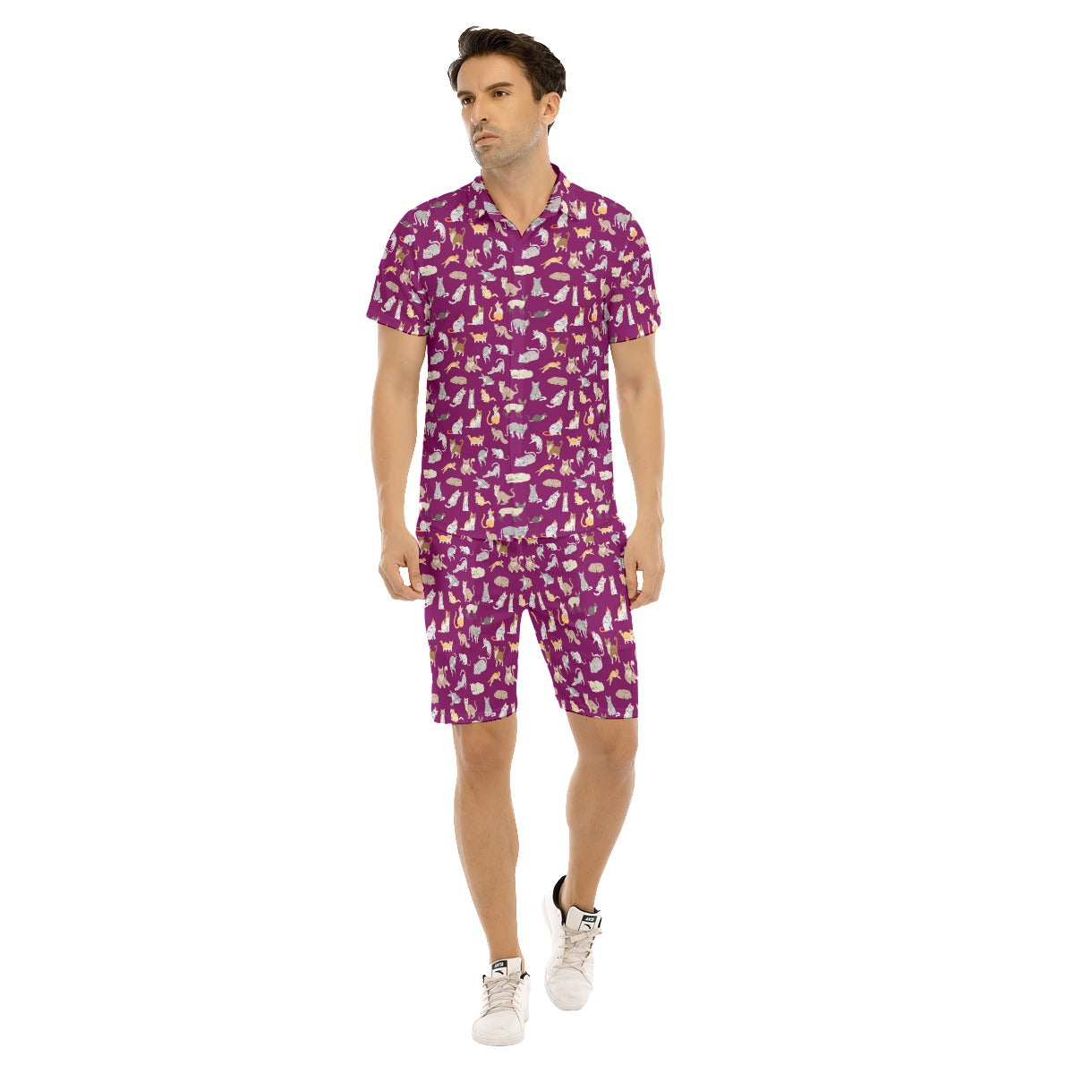 Caturday Men's Shirt And Shorts Set