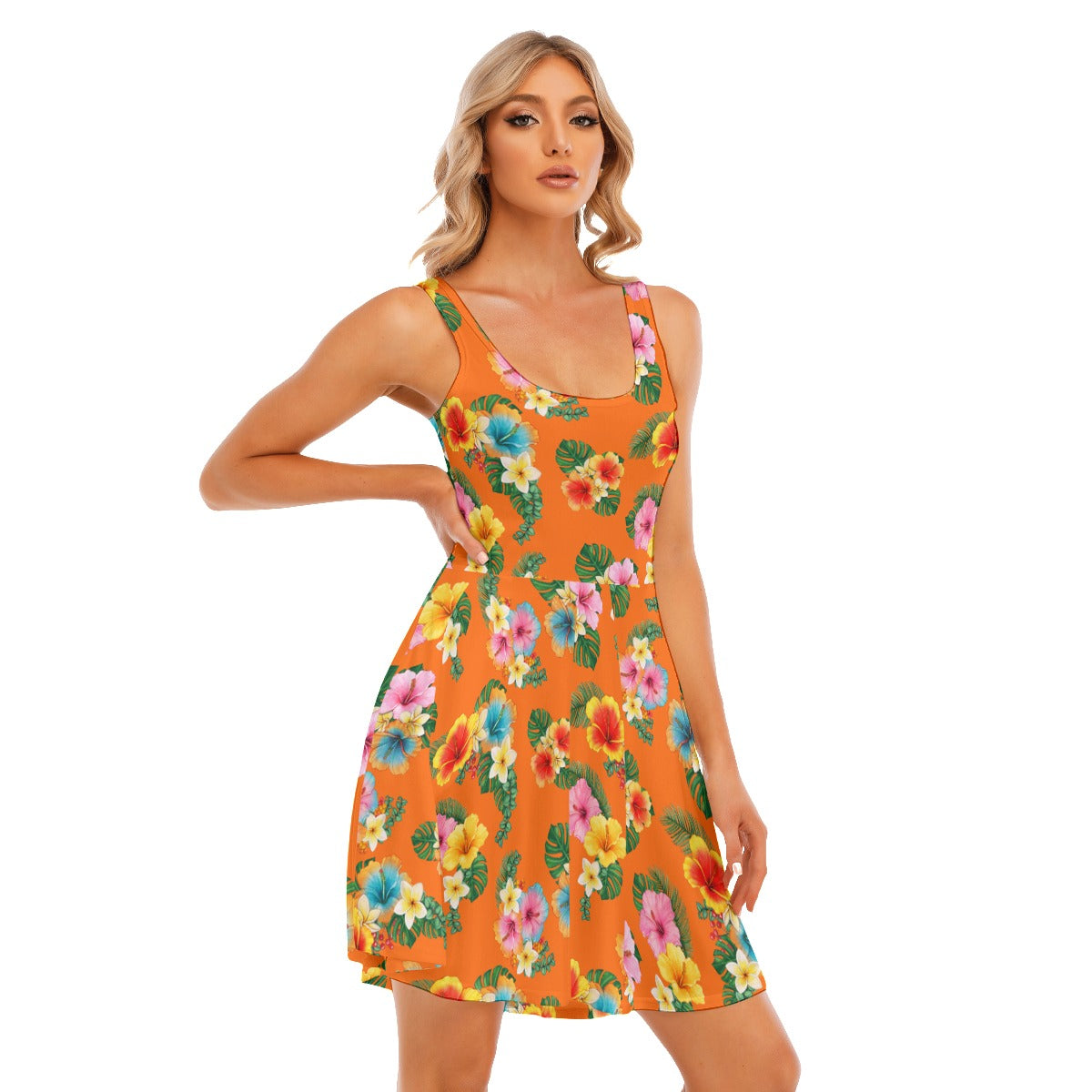 orange tank skater dress Fran Verner Bind Tank Dress
