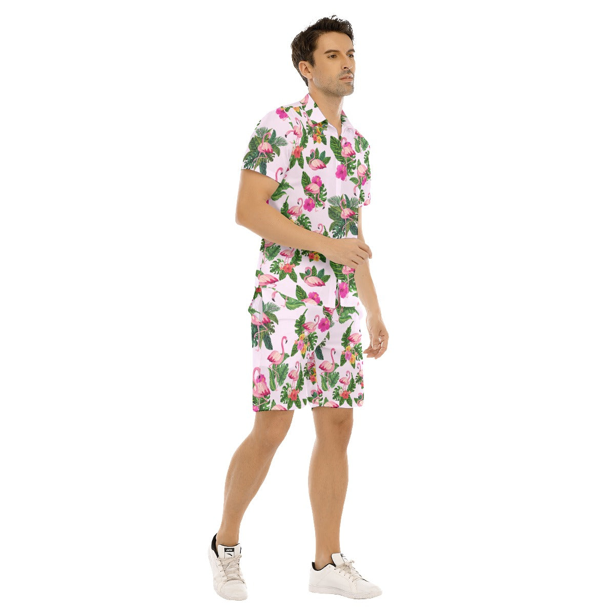 Flamingoing Along Men's Shirt and Shorts Set