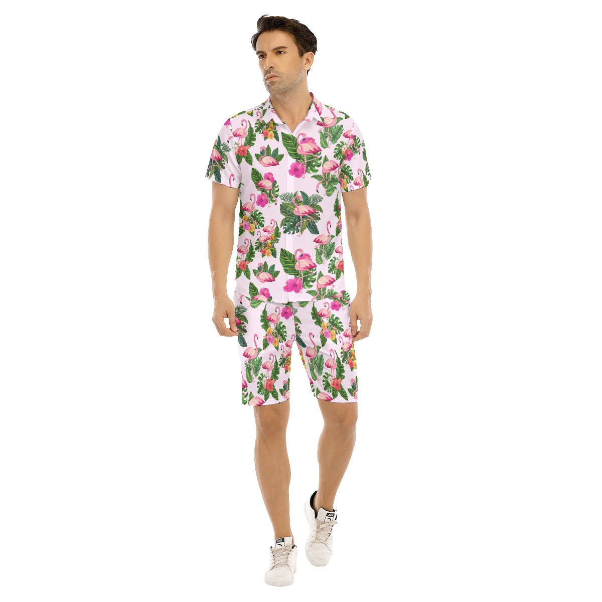 Flamingoing Along Men's Shirt and Shorts Set