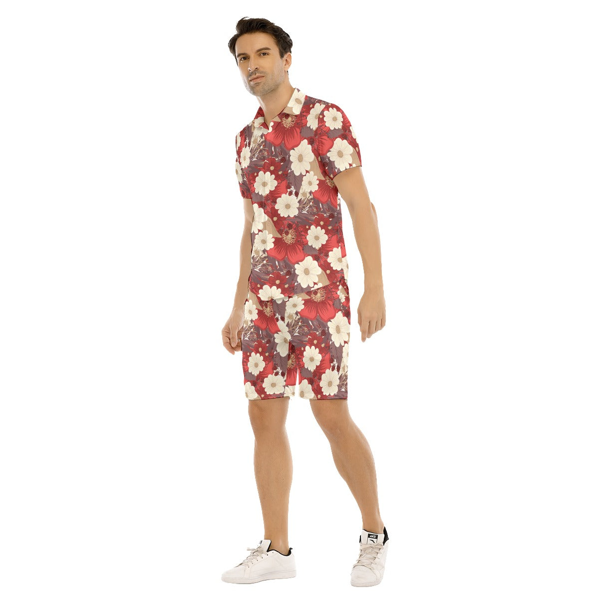 Vintage Flowers Men's Shirt and Shorts Set