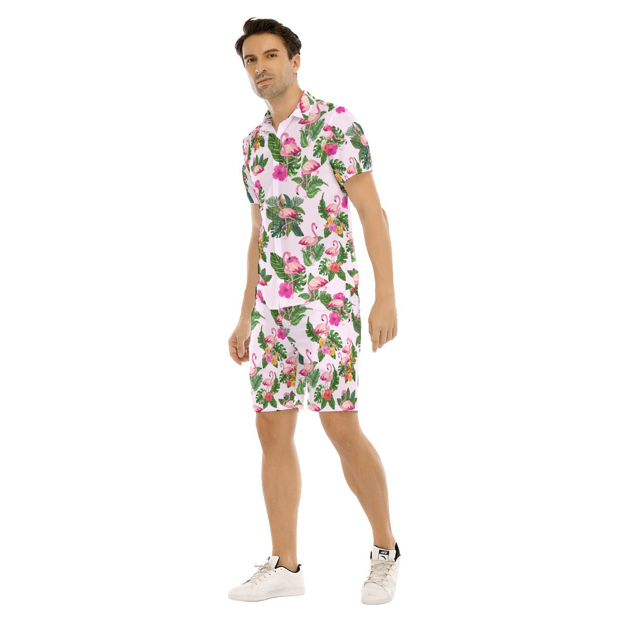 Flamingoing Along Men's Shirt and Shorts Set
