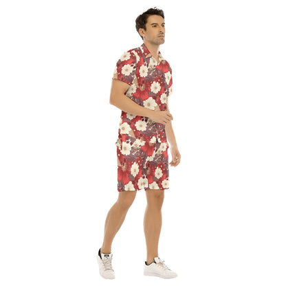 Vintage Flowers Men's Shirt and Shorts Set