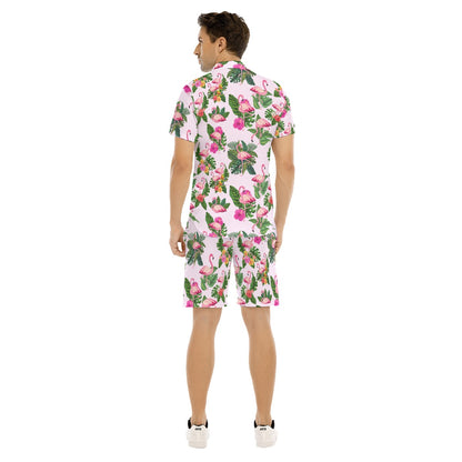 Flamingoing Along Men's Shirt and Shorts Set