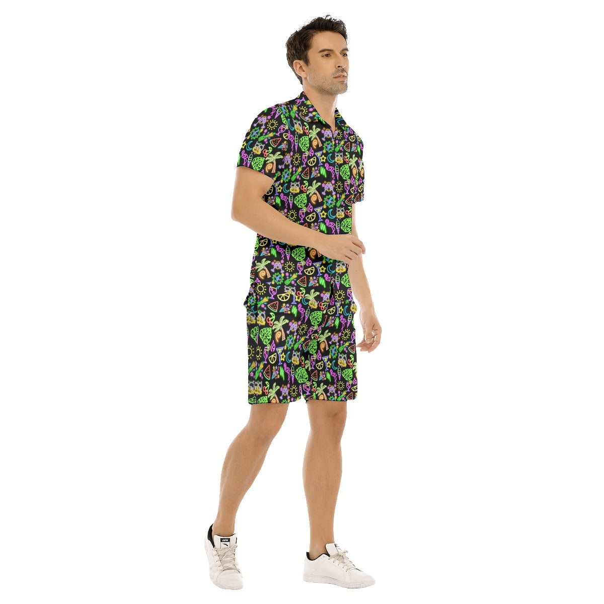 Neon Lights Men's Shirt and Shorts Set