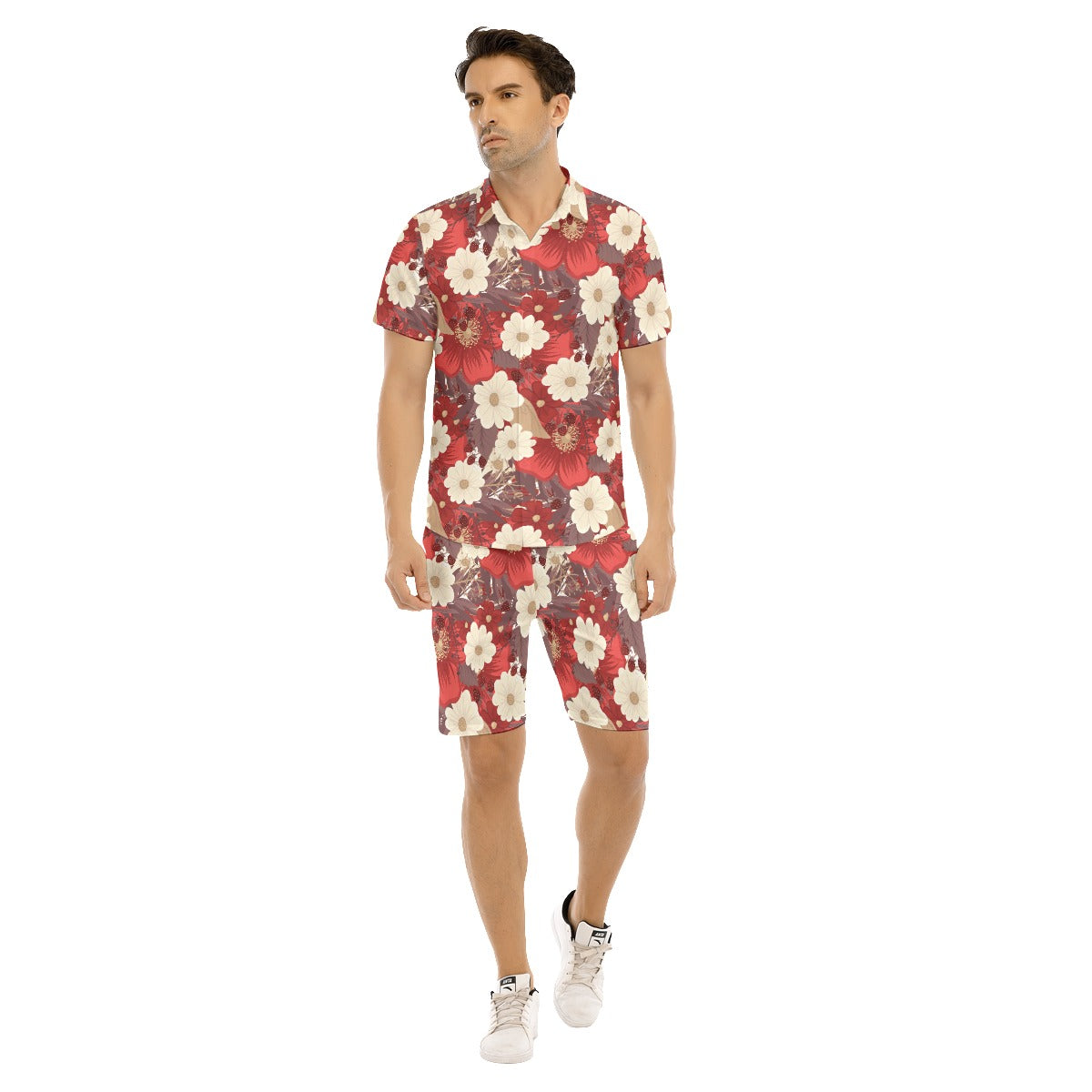 Vintage Flowers Men's Shirt and Shorts Set